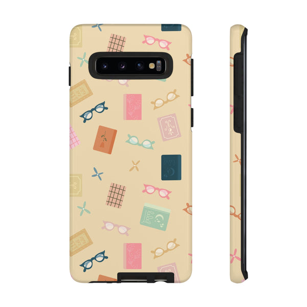 Phone Case: Books and Glasses on Yellow