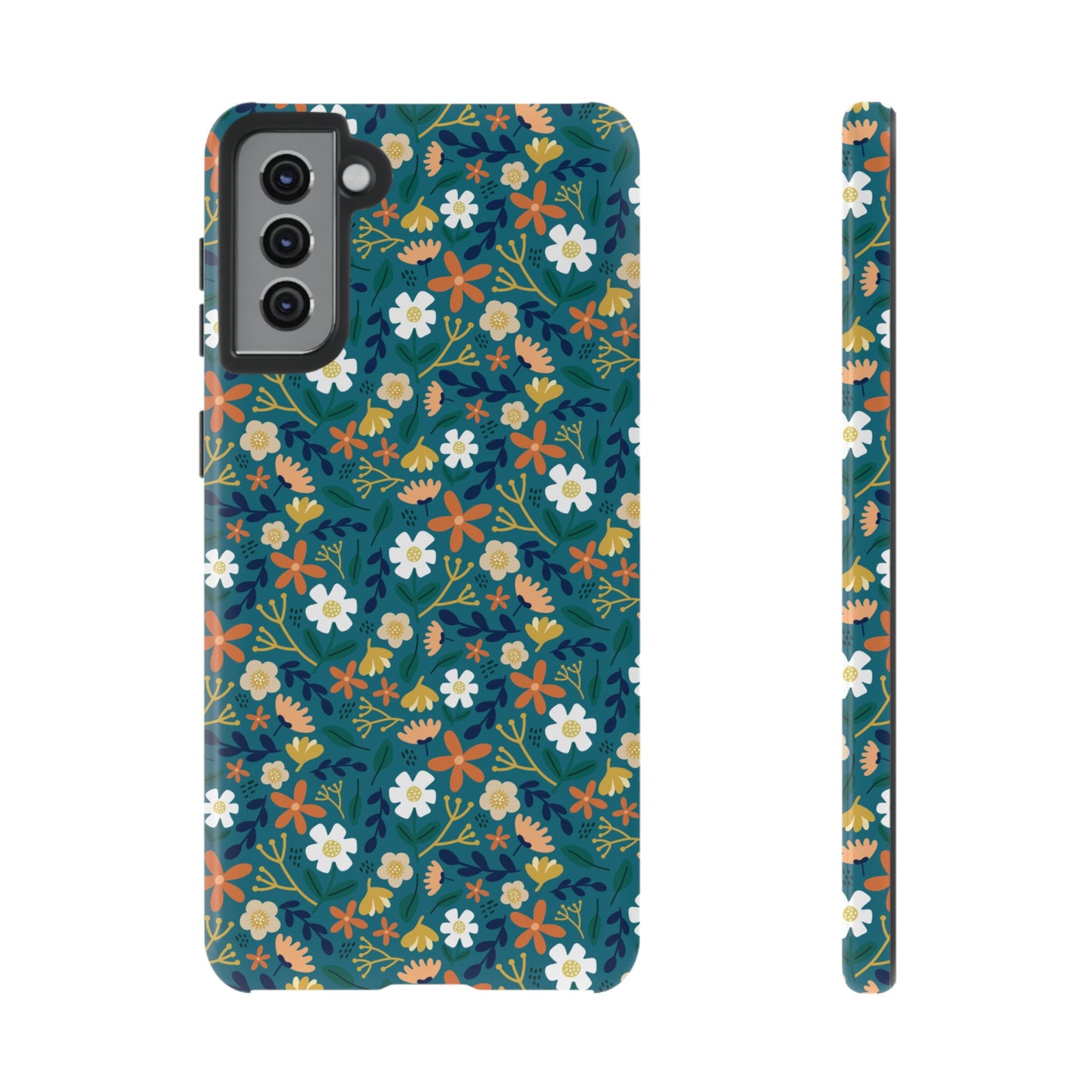 Phone Case: Florals on Teal