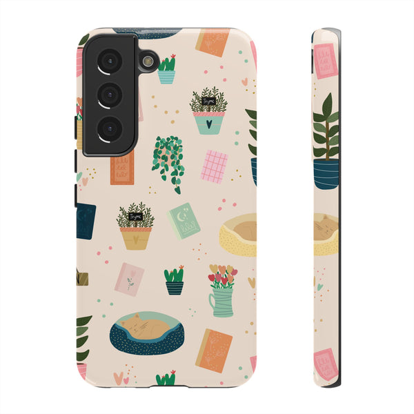 Phone Case: Book Shop Items on Cream