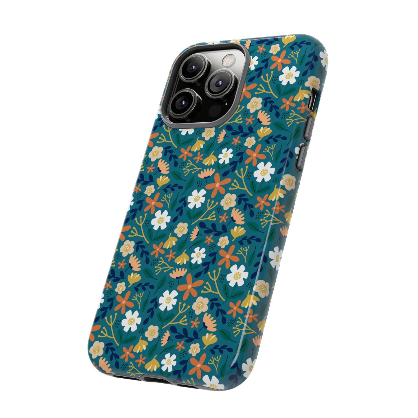 Phone Case: Florals on Teal