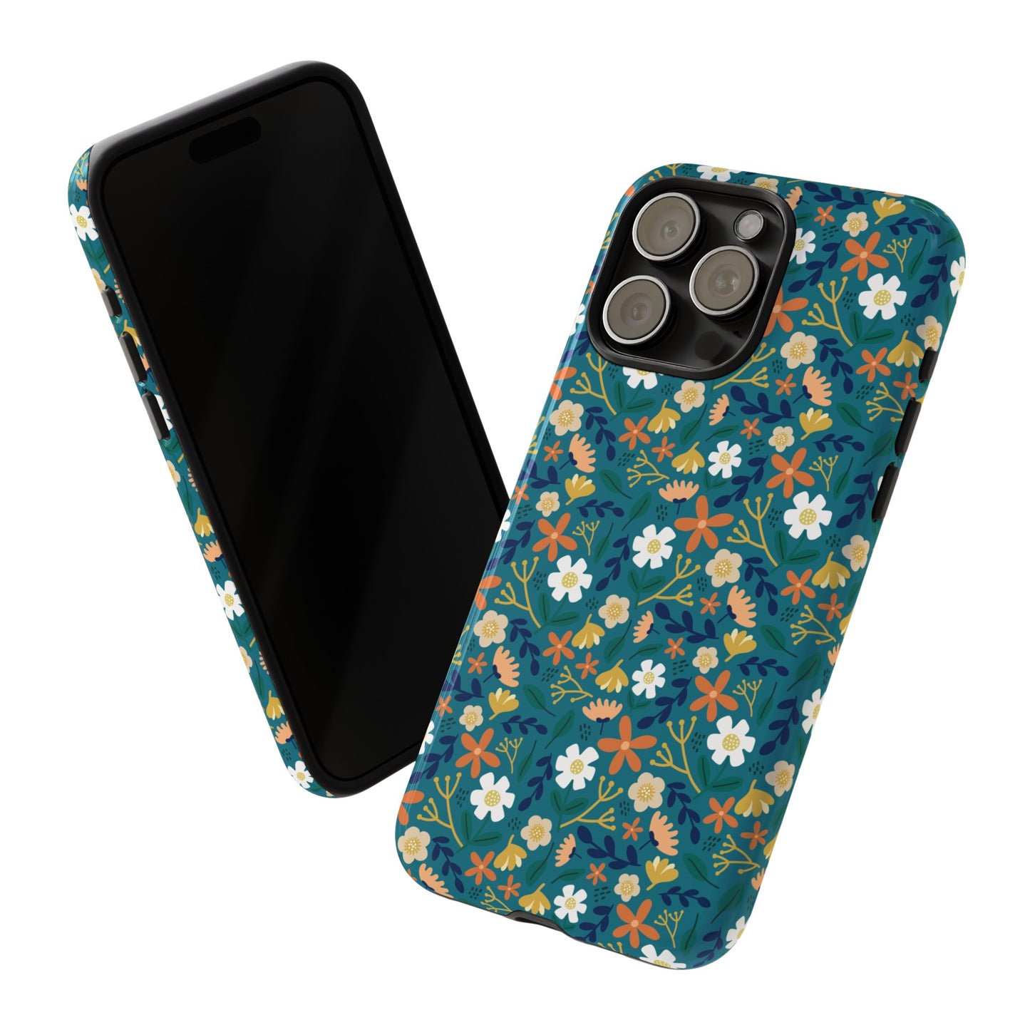 Phone Case: Florals on Teal