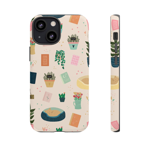 Phone Case: Book Shop Items on Cream