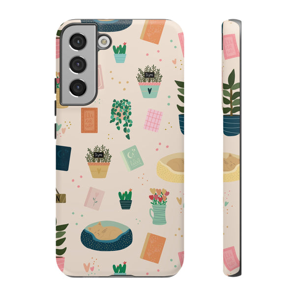 Phone Case: Book Shop Items on Cream