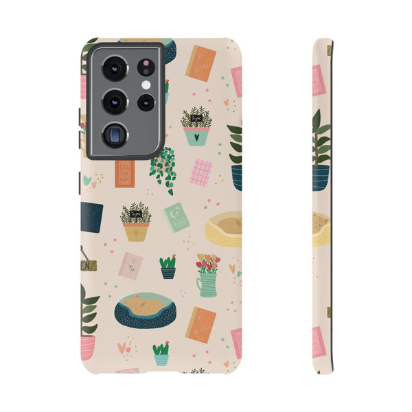 Phone Case: Book Shop Items on Cream