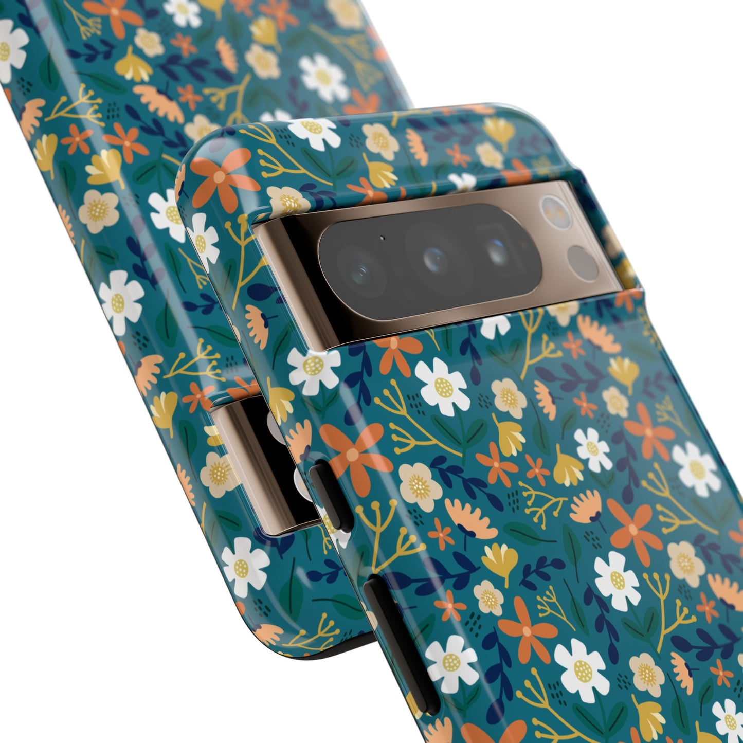 Phone Case: Florals on Teal