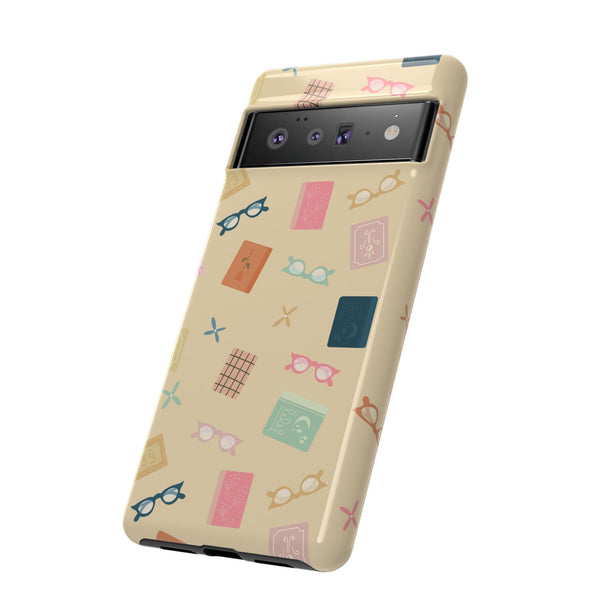 Phone Case: Books and Glasses on Yellow