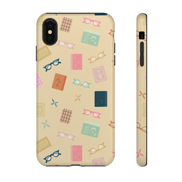 Phone Case: Books and Glasses on Yellow