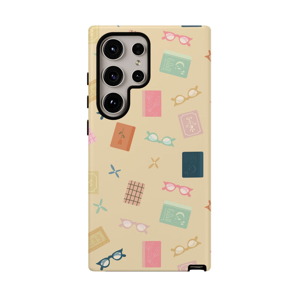 Phone Case: Books and Glasses on Yellow