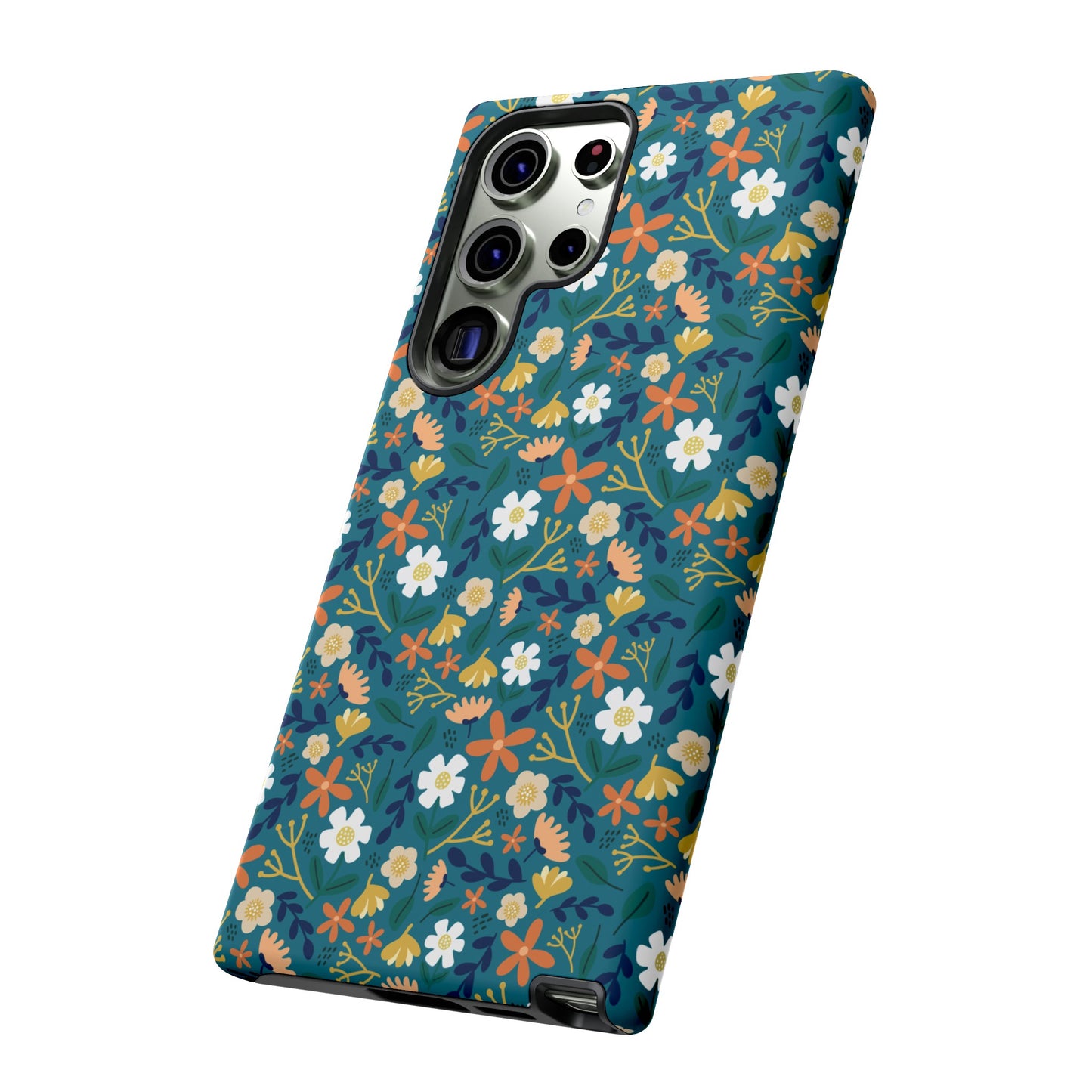 Phone Case: Florals on Teal