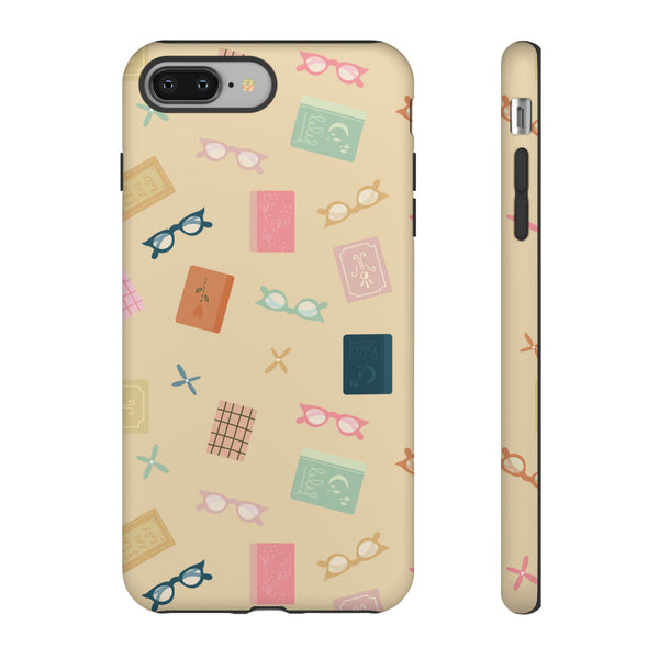 Phone Case: Books and Glasses on Yellow