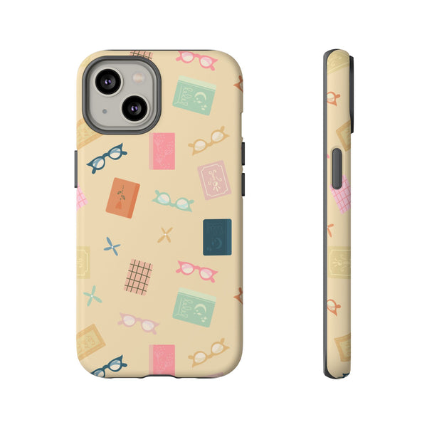 Phone Case: Books and Glasses on Yellow