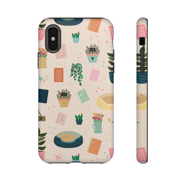 Phone Case: Book Shop Items on Cream