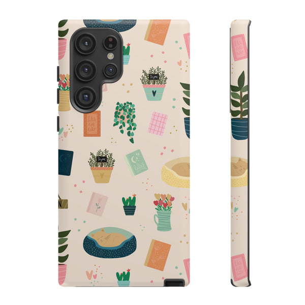 Phone Case: Book Shop Items on Cream