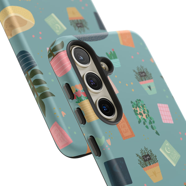 Phone Case: Book Shop Items on Blue
