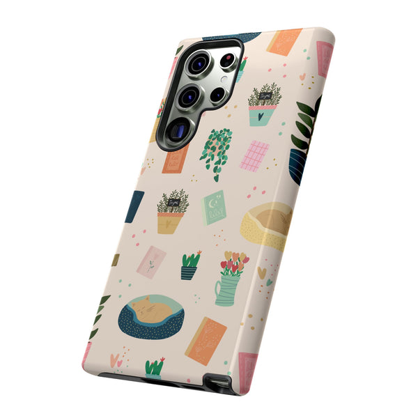 Phone Case: Book Shop Items on Cream