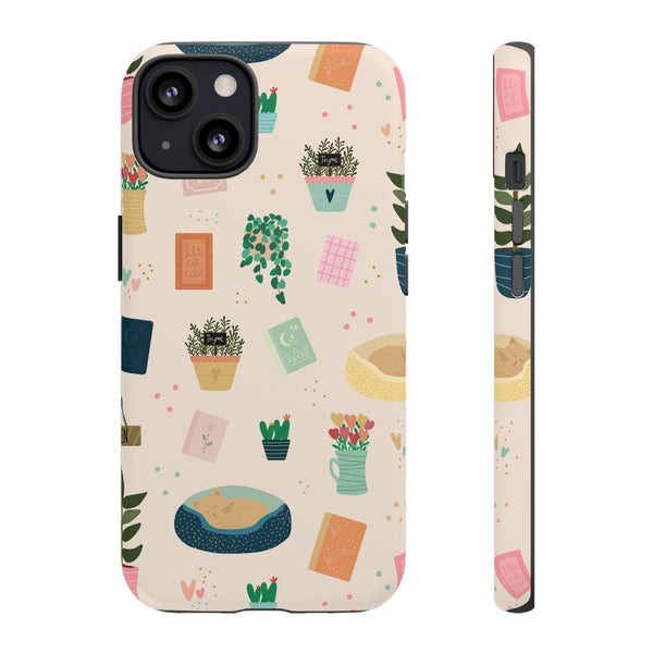 Phone Case: Book Shop Items on Cream