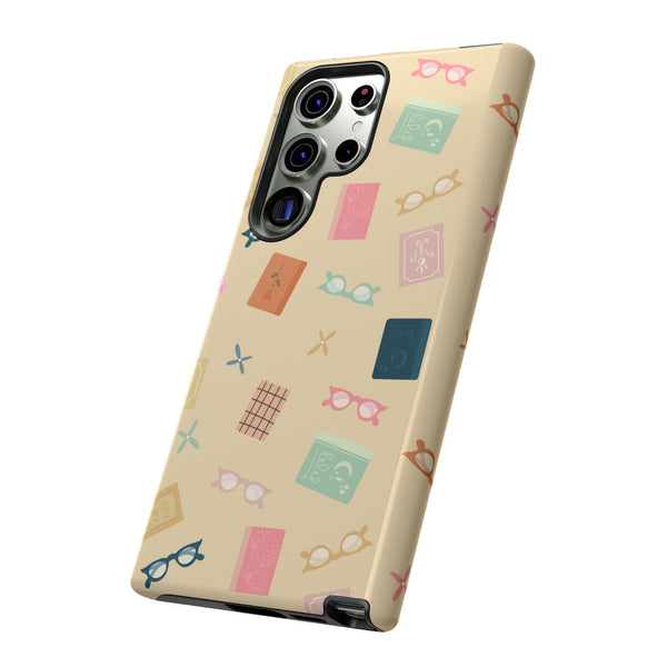 Phone Case: Books and Glasses on Yellow