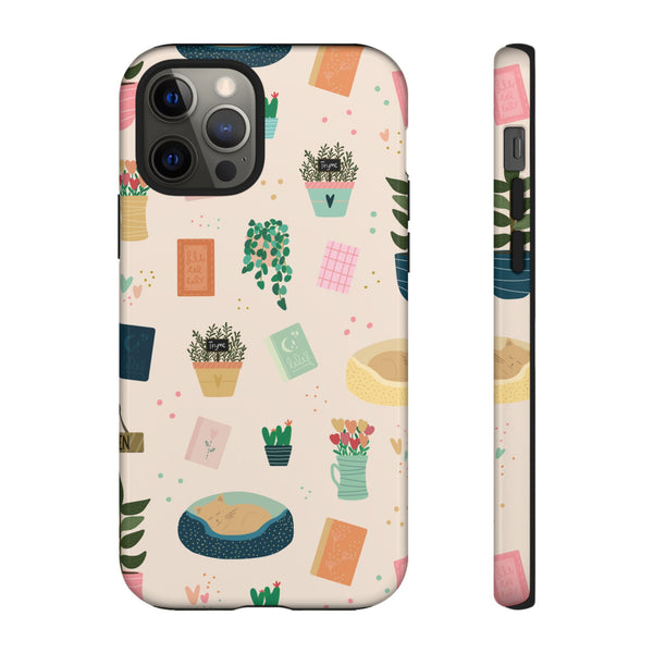 Phone Case: Book Shop Items on Cream