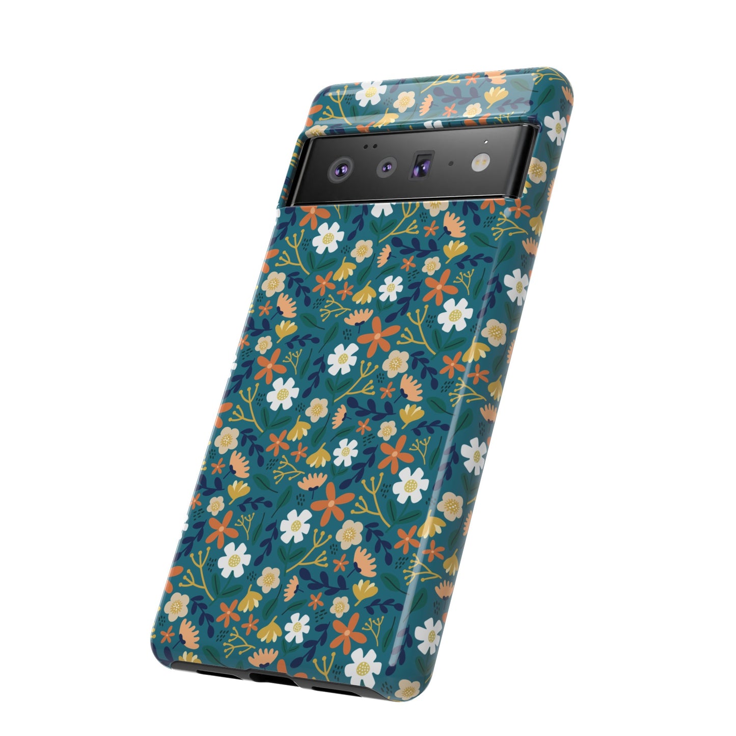 Phone Case: Florals on Teal
