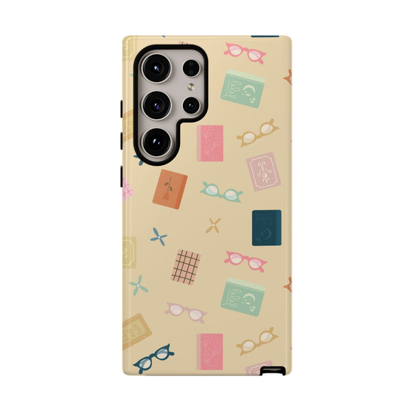 Phone Case: Books and Glasses on Yellow