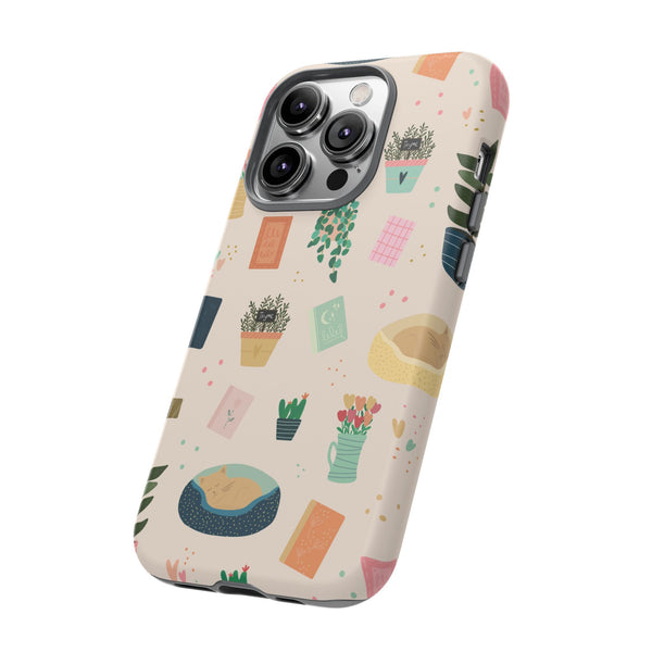 Phone Case: Book Shop Items on Cream