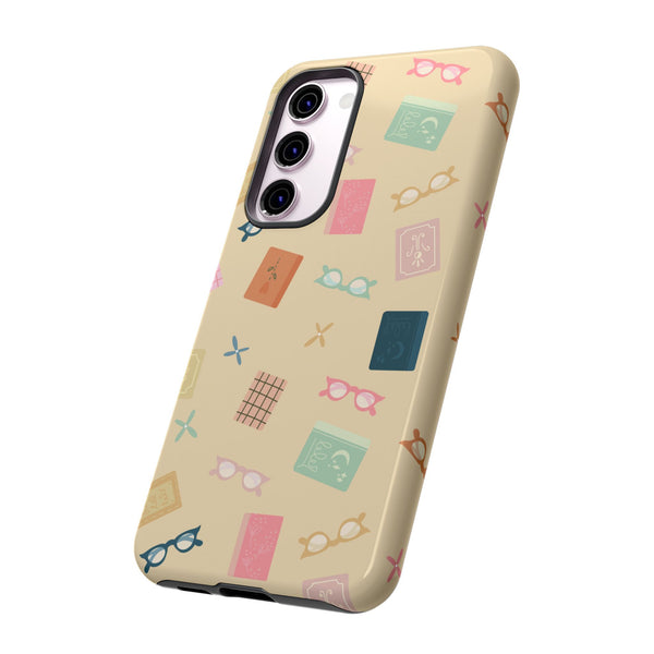 Phone Case: Books and Glasses on Yellow