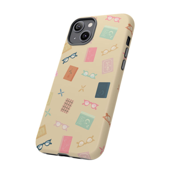 Phone Case: Books and Glasses on Yellow