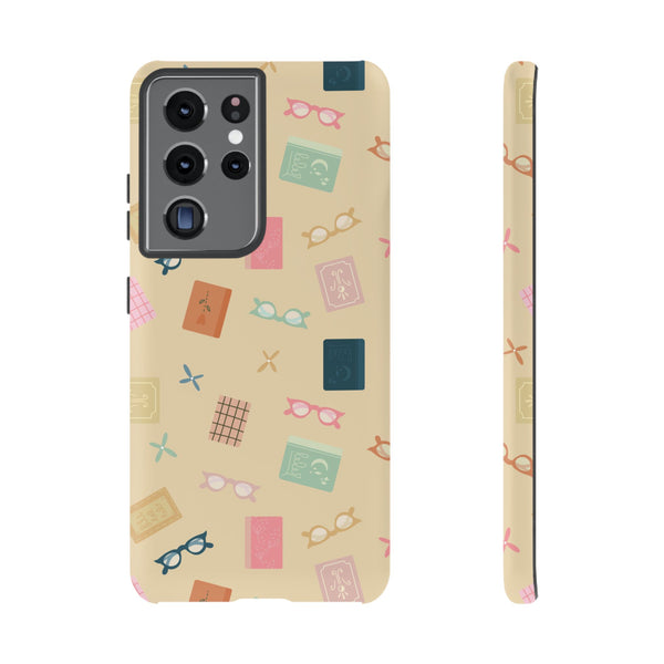 Phone Case: Books and Glasses on Yellow