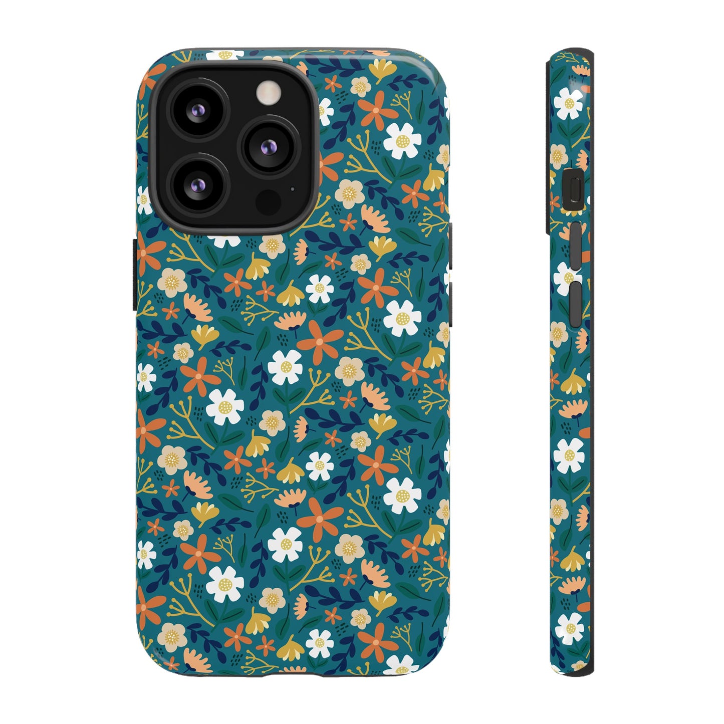 Phone Case: Florals on Teal