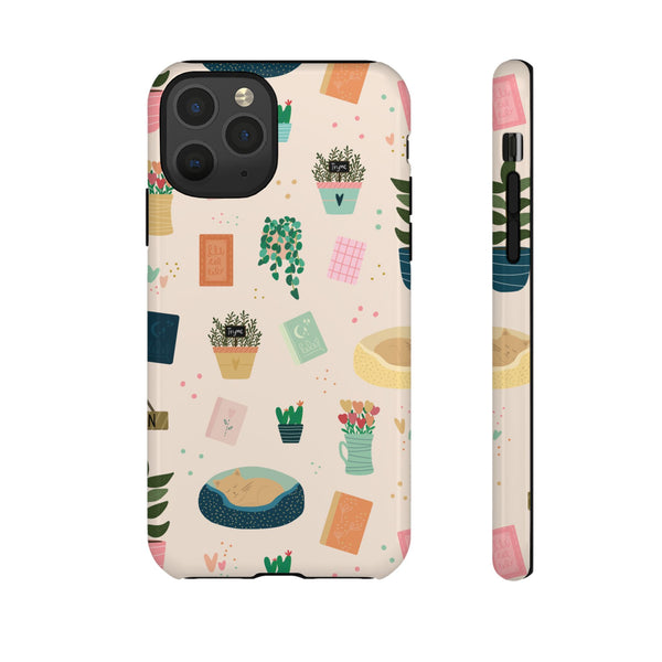 Phone Case: Book Shop Items on Cream