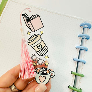Acrylic Bookmark: Book and Coffee