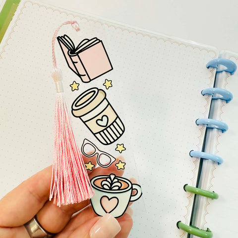 Acrylic Bookmark: Book and Coffee