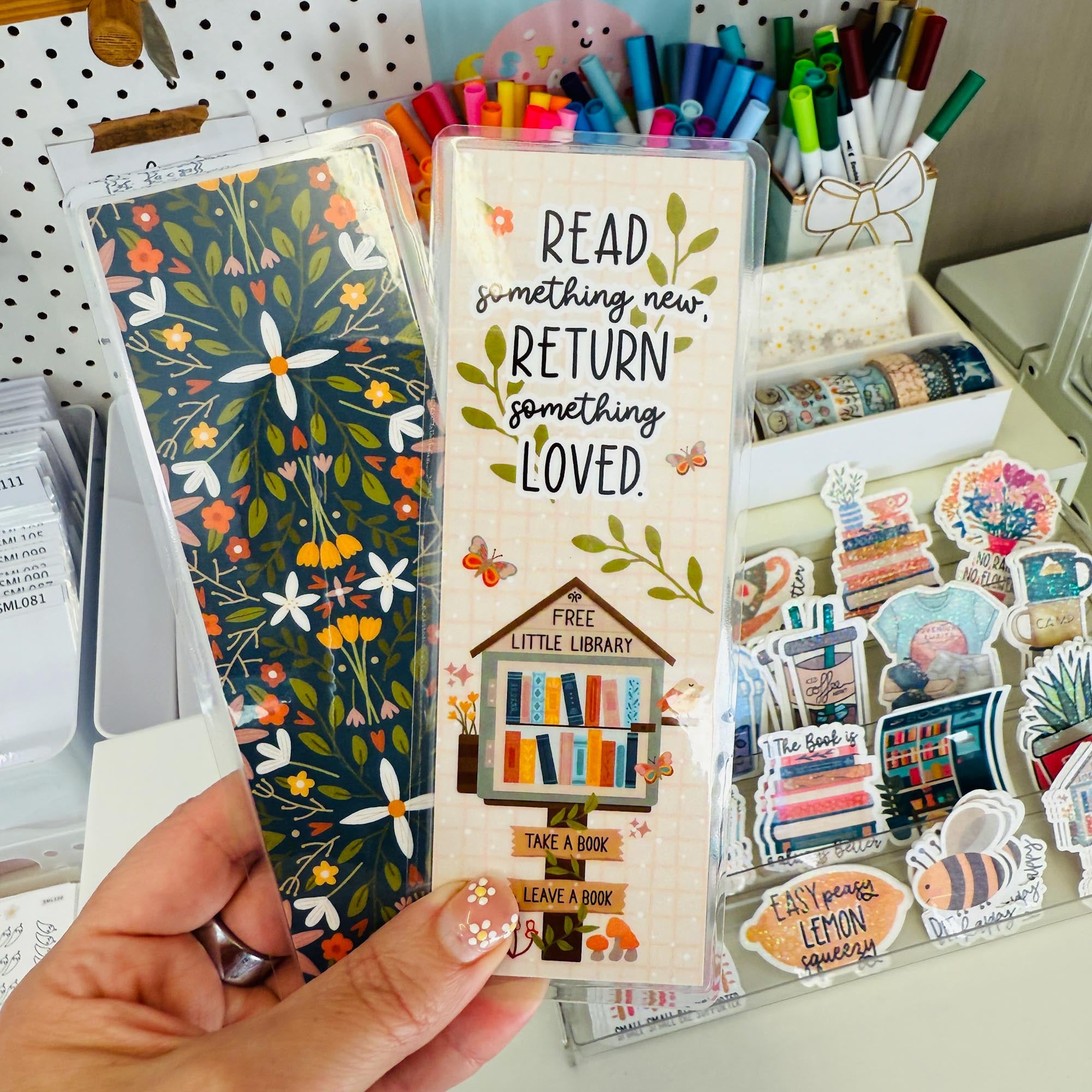 Bookmark Library Examples Little Library Bookmarks Set of 2, Illustrated Bookmarks for the Book ...