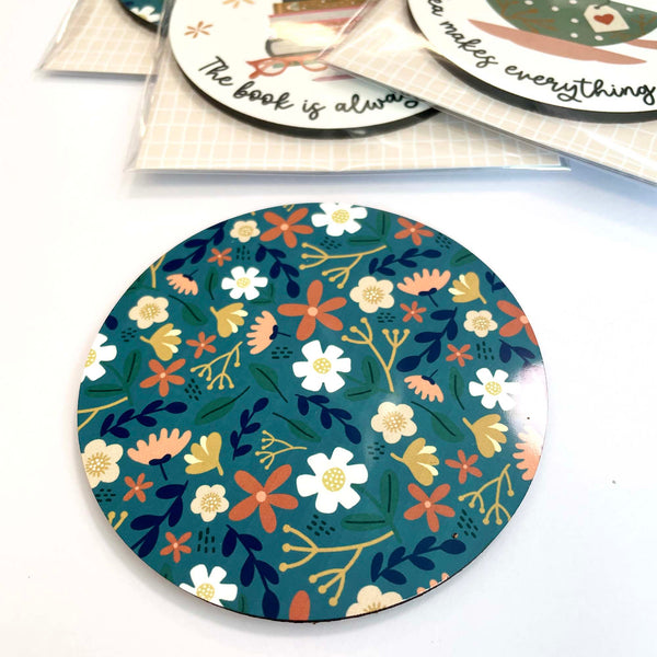 Coaster: Floral Teal