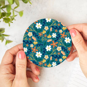 Coaster: Floral Teal