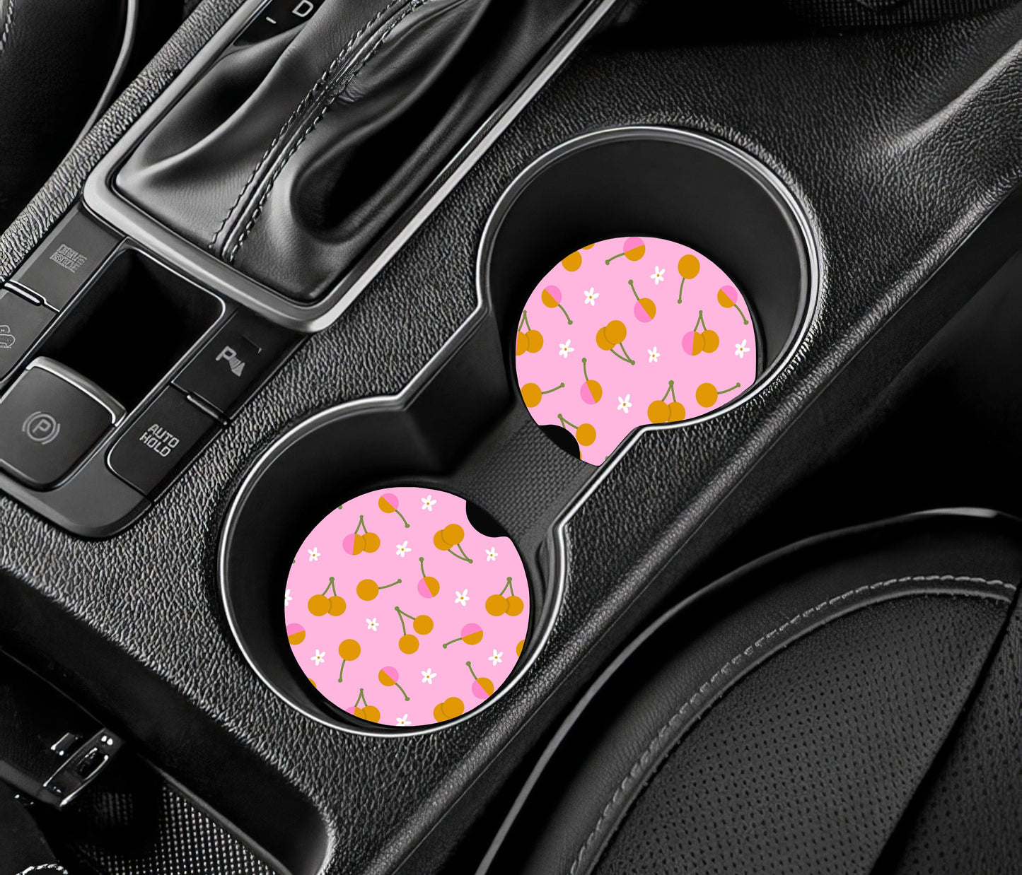 Car Coaster Set: Cherry Mustard Pink