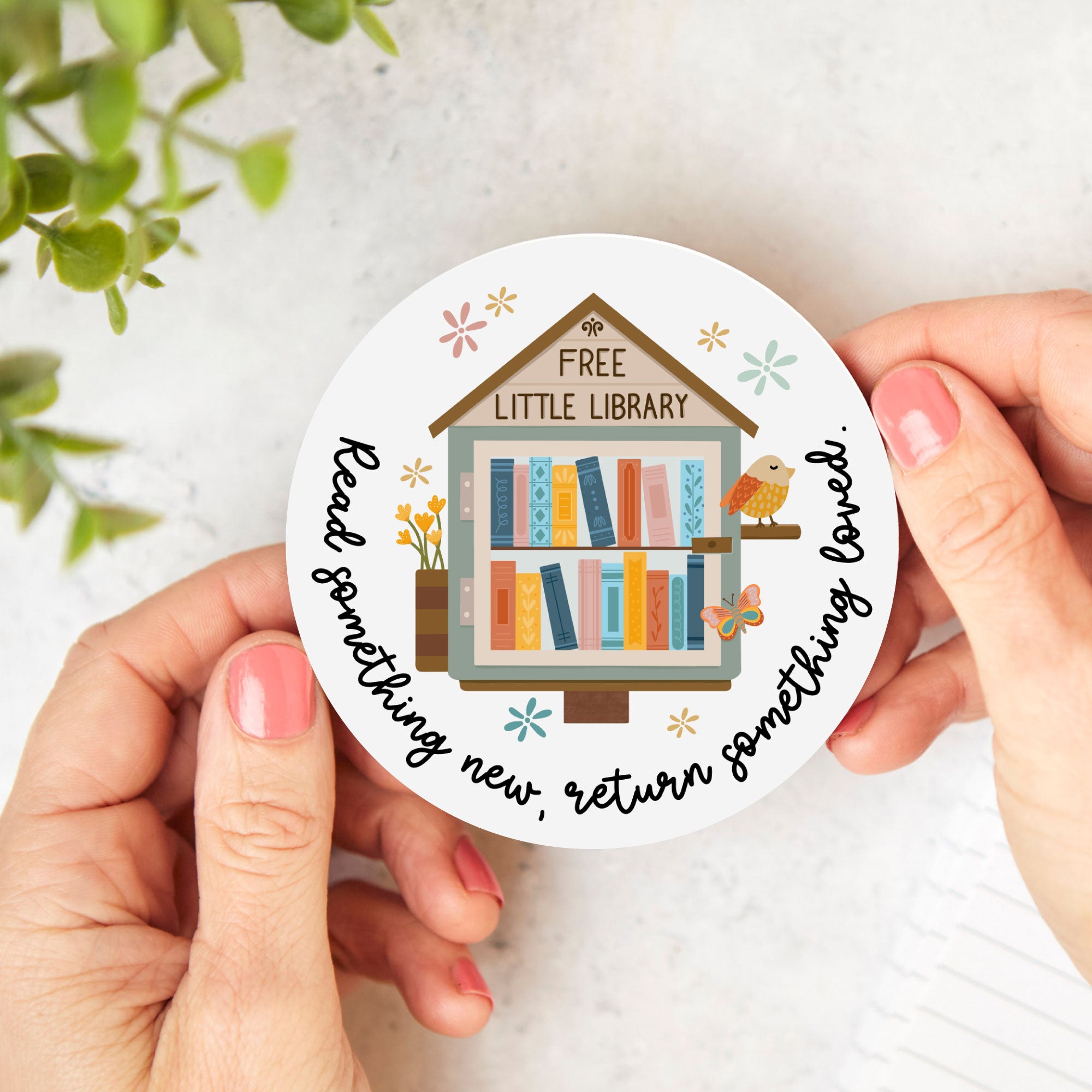 Little Library MDF Coaster, Bookish Coaster, MDF Illustrated Coaster ...