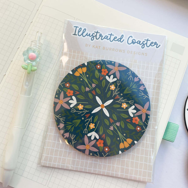 Coaster: Little Library Floral