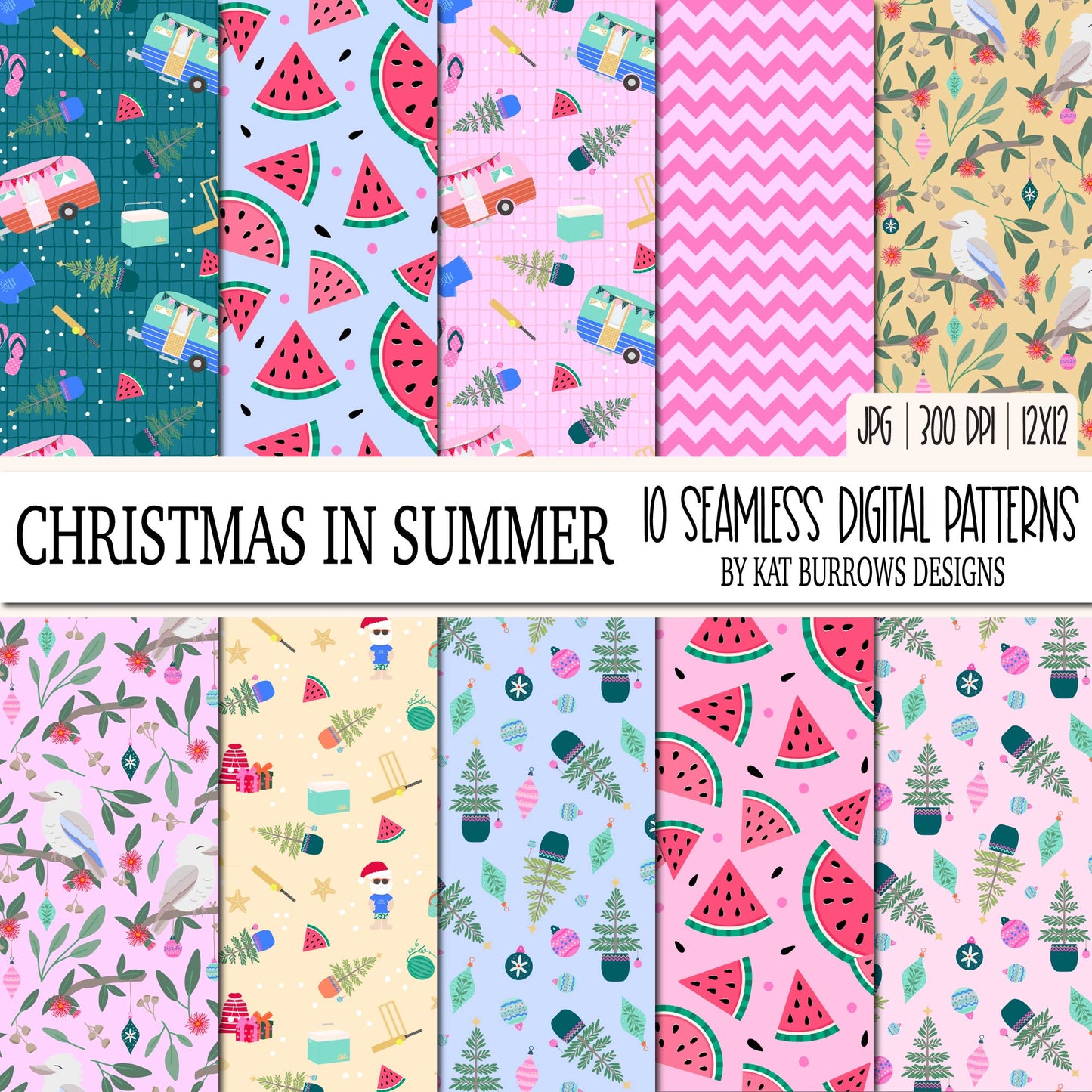 Seamless Patterns: Christmas in Summer