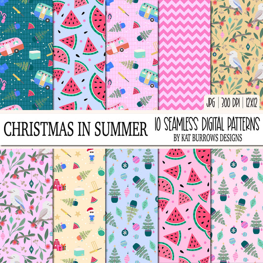 Seamless Patterns: Christmas in Summer