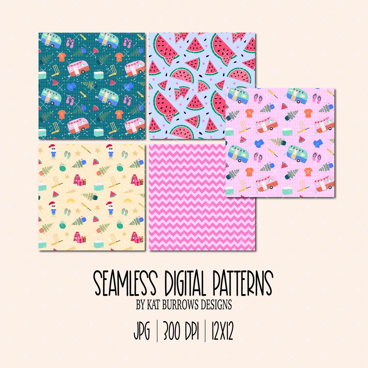 Seamless Patterns: Christmas in Summer