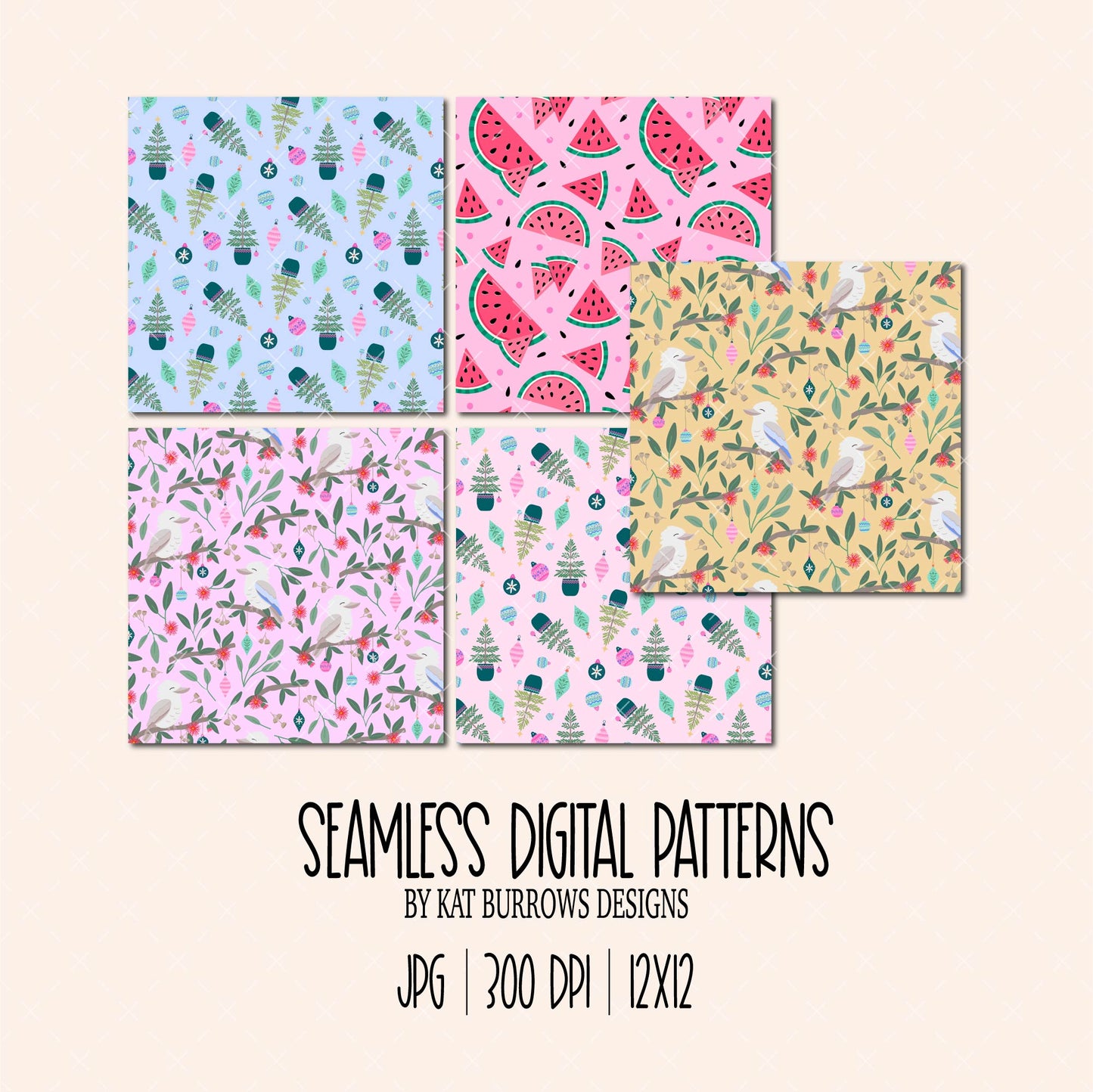 Seamless Patterns: Christmas in Summer