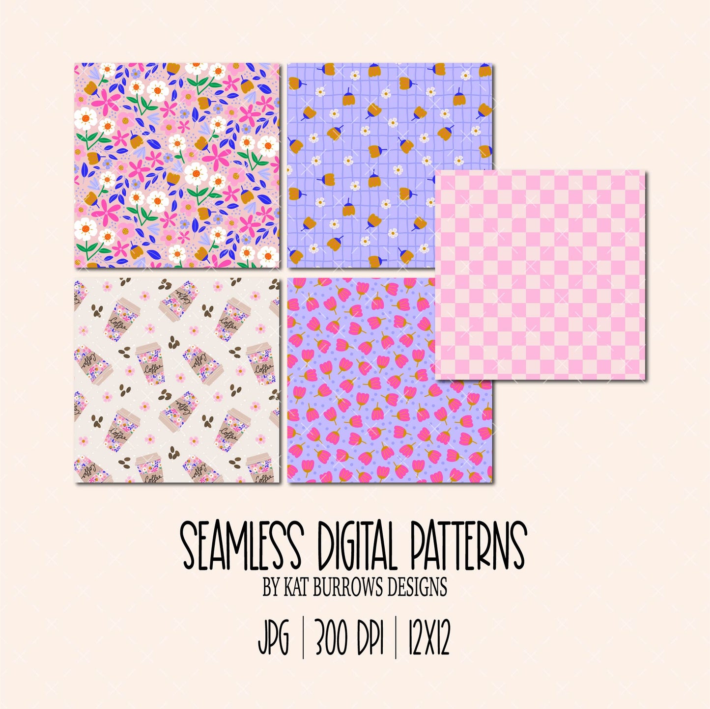 Seamless Patterns: Coffee and Blooms