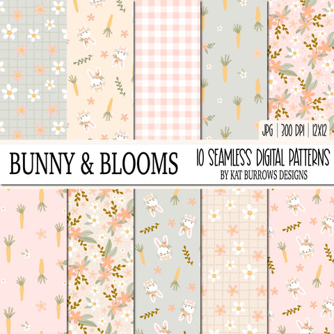 Seamless Patterns: Bunny and Blooms