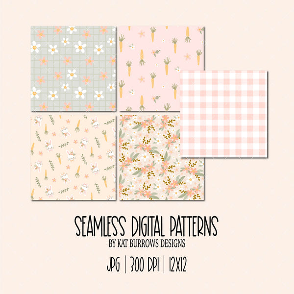 Seamless Patterns: Bunny and Blooms