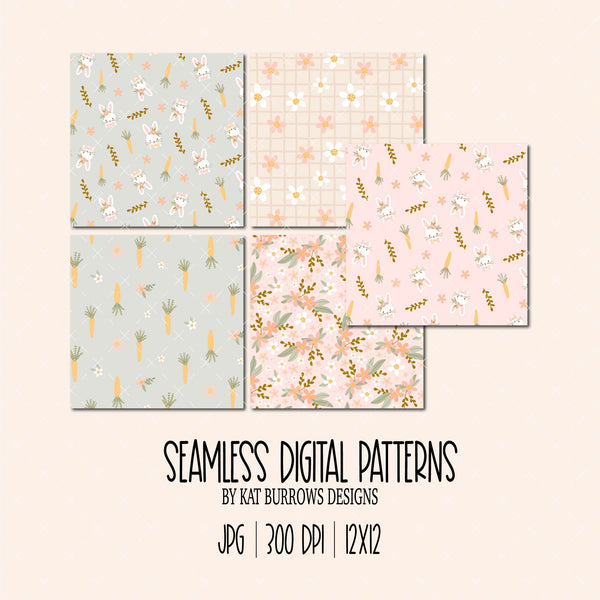 Seamless Patterns: Bunny and Blooms