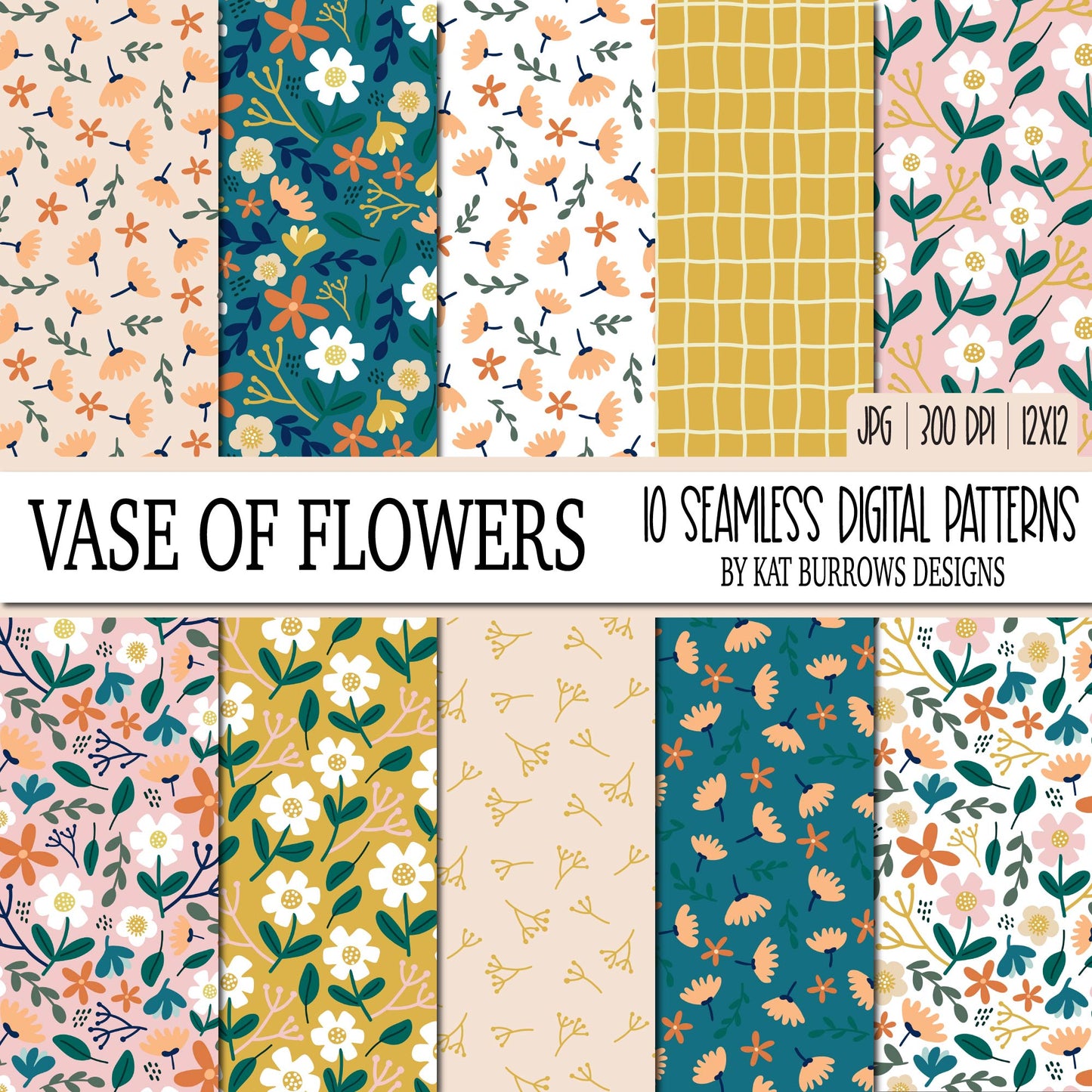 Seamless Patterns: Vase of Flowers