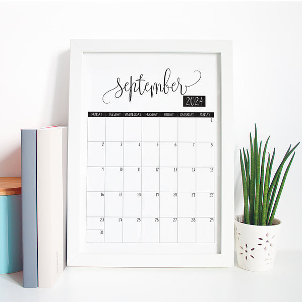 PDF Digital File: 2024 Monthly Calendar Script