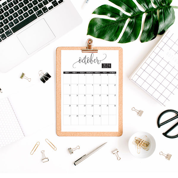 PDF Digital File: 2024 Monthly Calendar Script