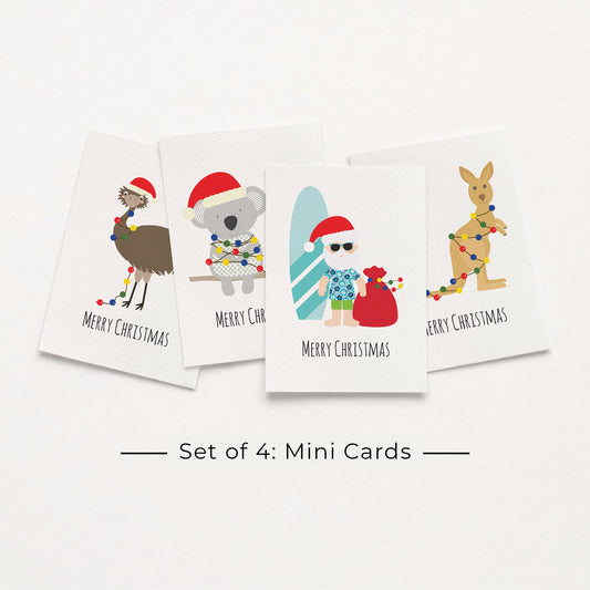 Set of 4: MINI Cards: Aussie Christmas